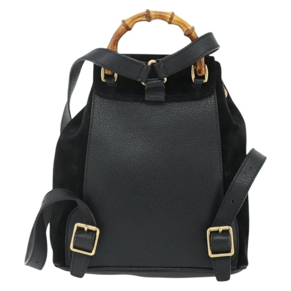 Gucci Gucci Bamboo Backpack Daim Black Suede Backpack Bag - Picture 2 of 16